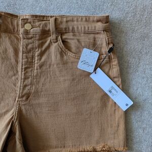 Tan Frayed Hem Shorts